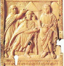 4th century ivory carving - Jesus heals the blind man.